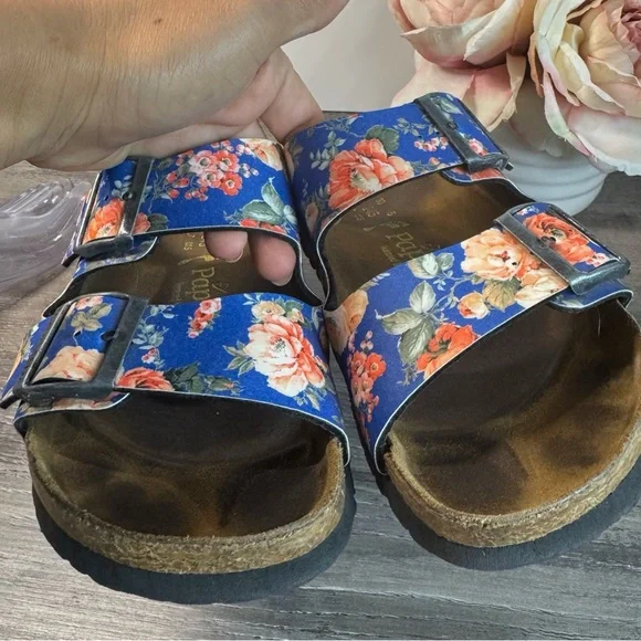 Birkenstock Papillio Blue Floral Softbed Sandals Womens 38/US7-7.5 - Picture 7 of 9